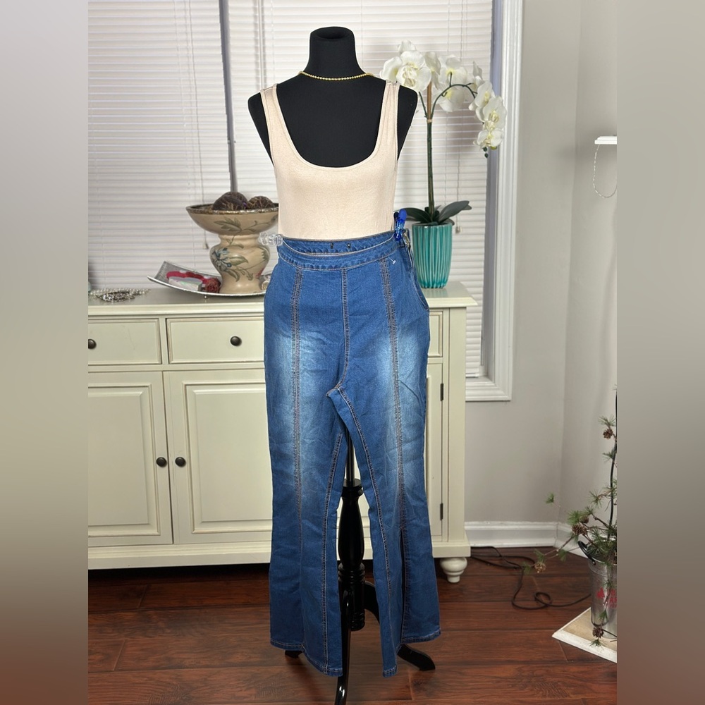 Stylish Denim Bottom Split Jeans